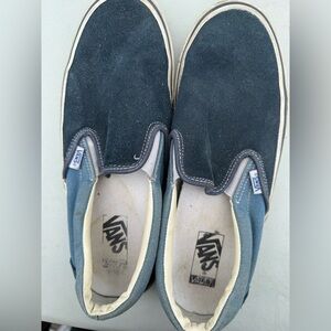 Vans Blue and White Slip-On Sneakers
